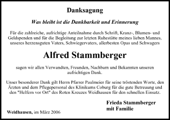 Anzeige von Alfred Stammberger von MGO