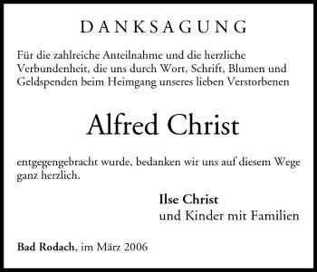 Anzeige von Alfred Christ von MGO