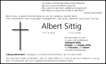 Anzeige von Albert Sittig von MGO