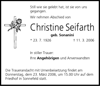 Anzeige von Christine Seifarth von MGO