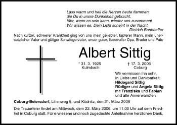 Anzeige von Albert Sittig von MGO
