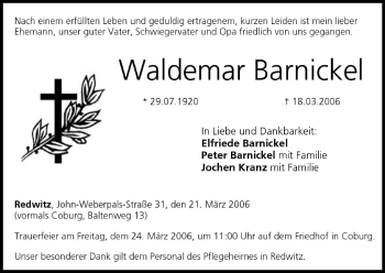 Anzeige von Waldemar Barnickel von MGO