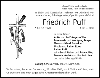 Anzeige von Friedrich Puff von MGO