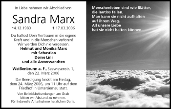 Anzeige von Sandra Marx von MGO