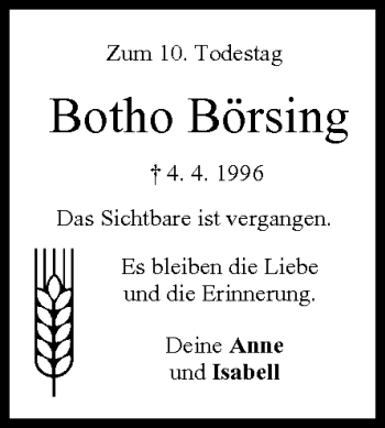 Anzeige von Botho Börsing von MGO