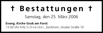 Anzeige von Bestattungen vom 25.03.2006 von MGO