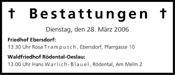 Anzeige von Bestattungen vom 28.03.2006 von MGO
