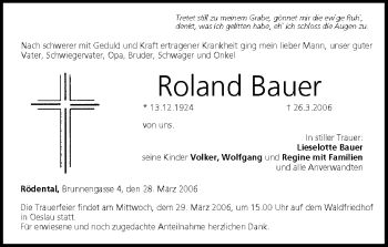 Anzeige von Roland Bauer von MGO
