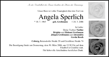 Anzeige von Angela Sperlich von MGO