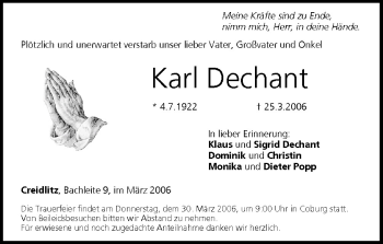 Anzeige von Karl Dechant von MGO