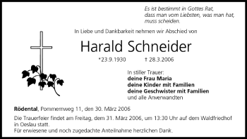 Anzeige von Harald Schneider von MGO