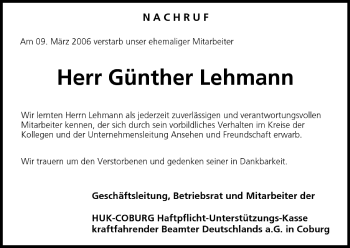 Anzeige von Günther Lehmann von MGO