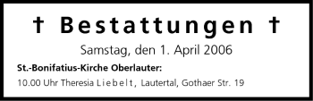 Anzeige von Bestattungen vom 01.04.2006 von MGO