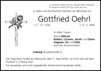 Anzeige von Gottfried Oehrl von MGO