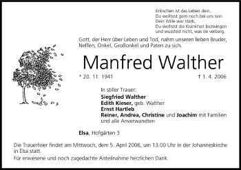 Anzeige von Manfred Walther von MGO