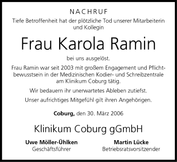 Anzeige von Karola Ramin von MGO