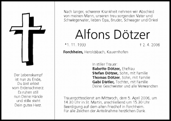 Anzeige von Alfons Dötzer von MGO