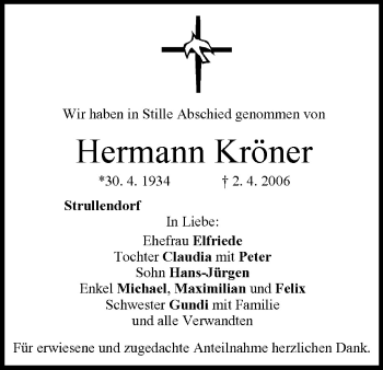 Anzeige von Hermann Kröner von MGO