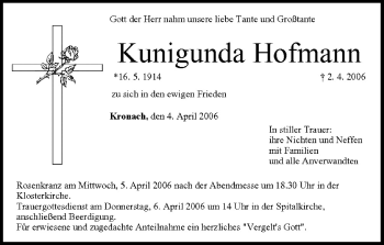 Anzeige von Kunigunda Hofmann von MGO