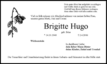 Anzeige von Brigitte Hugo von MGO
