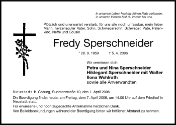 Anzeige von Fredy Sperschneider von MGO