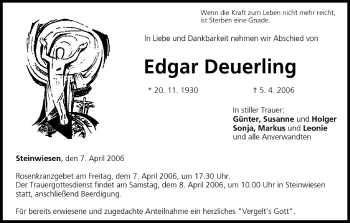 Anzeige von Edgar Deuerling von MGO