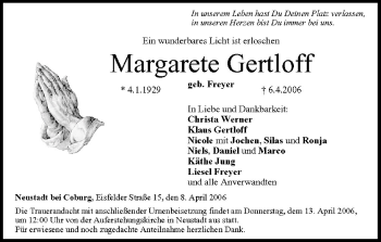Anzeige von Margarete Gertloff von MGO