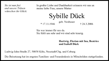 Anzeige von Sybille Dück von MGO