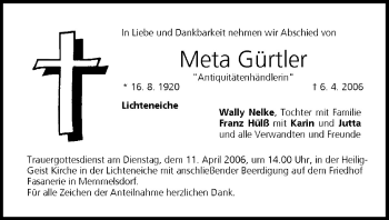 Anzeige von Meta Gürtler von MGO