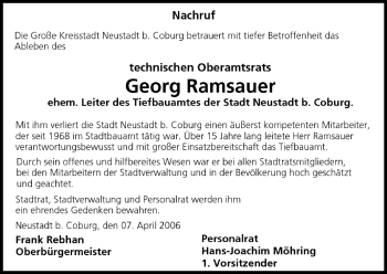 Anzeige von Georg Ramsauer von MGO