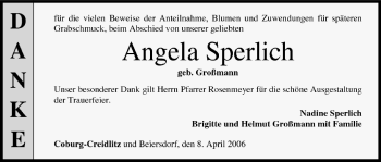 Anzeige von Angela Sperlich von MGO