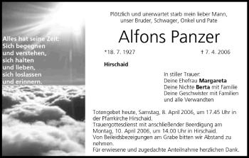 Anzeige von Alfons Panzer von MGO