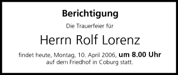 Anzeige von Rolf Lorenz von MGO