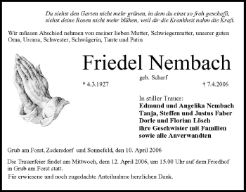 Anzeige von Friedel Nembach von MGO
