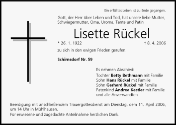 Anzeige von Lisette Rückel von MGO