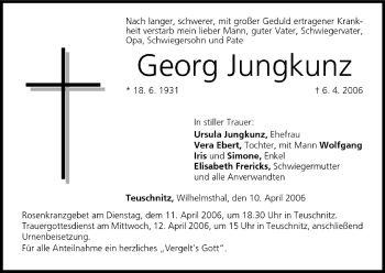 Anzeige von Georg Jungkunz von MGO
