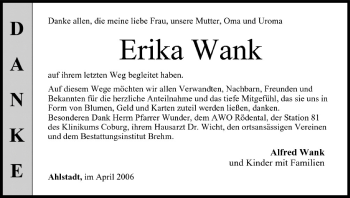Anzeige von Erika Wank von MGO