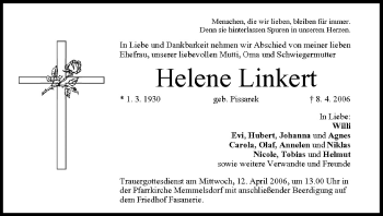 Anzeige von Helene Linkert von MGO
