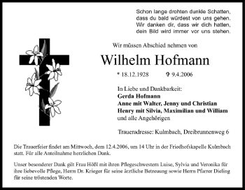 Anzeige von Wilhelm Hofmann von MGO