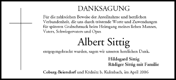 Anzeige von Albert Sittig von MGO