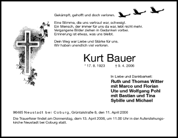 Anzeige von Kurt Bauer von MGO
