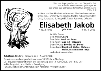 Anzeige von Elisabeth Jakob von MGO