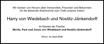 Anzeige von Harry von Wiedebach und Nostitz-Jänkendorff von MGO