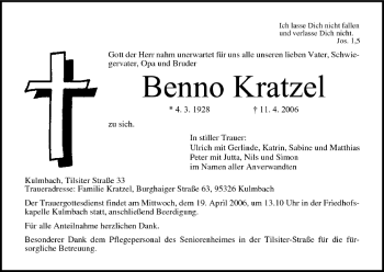 Anzeige von Benno Kratzel von MGO
