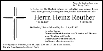 Anzeige von Heinz Reuther von MGO
