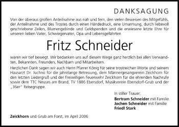 Anzeige von Fritz Schneider von MGO