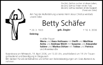 Anzeige von Betty Schäfer von MGO