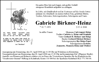 Anzeige von Gabriele Birkner-Heinz von MGO