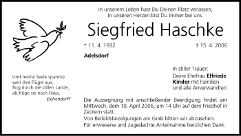 Anzeige von Siegfried Haschke von MGO