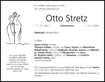 Anzeige von Otto Stretz von MGO